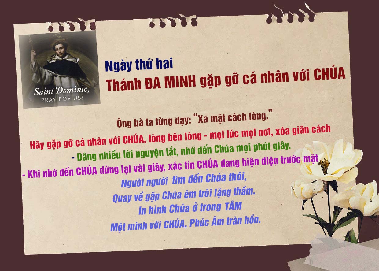 Tuần 9 ngày kính Thánh ĐA MINH - (2) Thánh  Đa Minh gặp gỡ cá nhân với Chúa