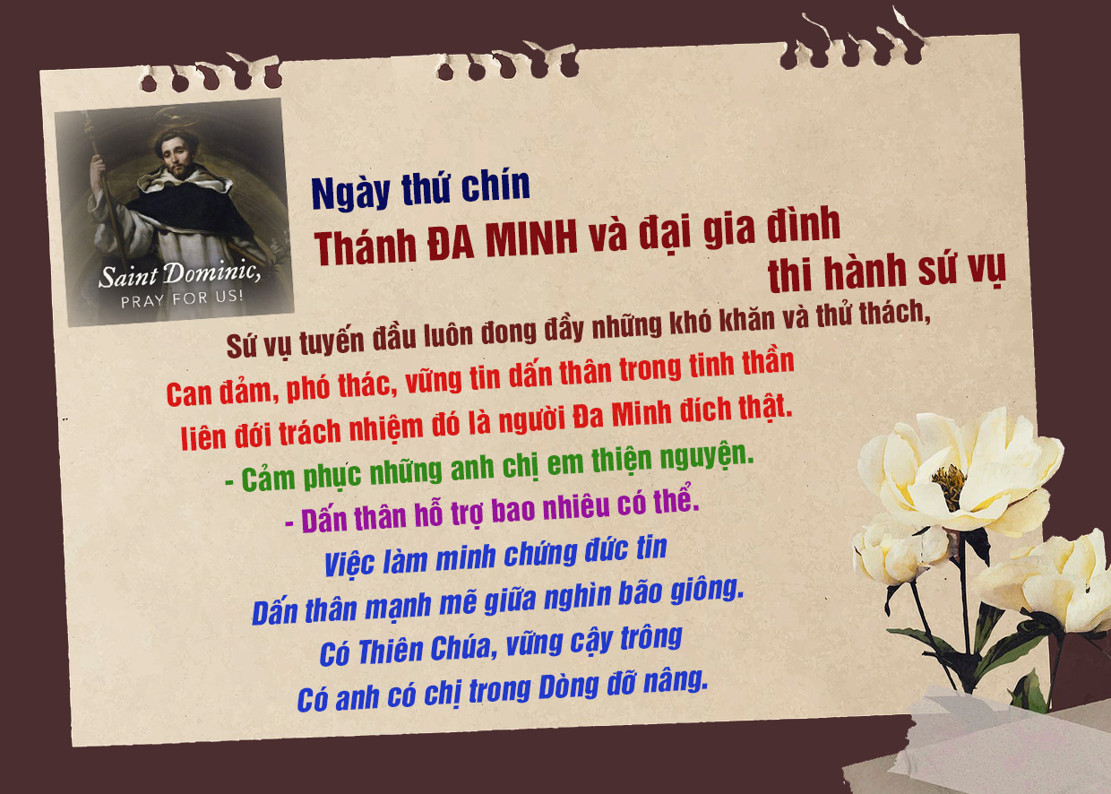 Tuần 9 ngày kính Thánh ĐA MINH - (9) Thánh  Đa Minh và đại gia đình thi hành sứ vụ