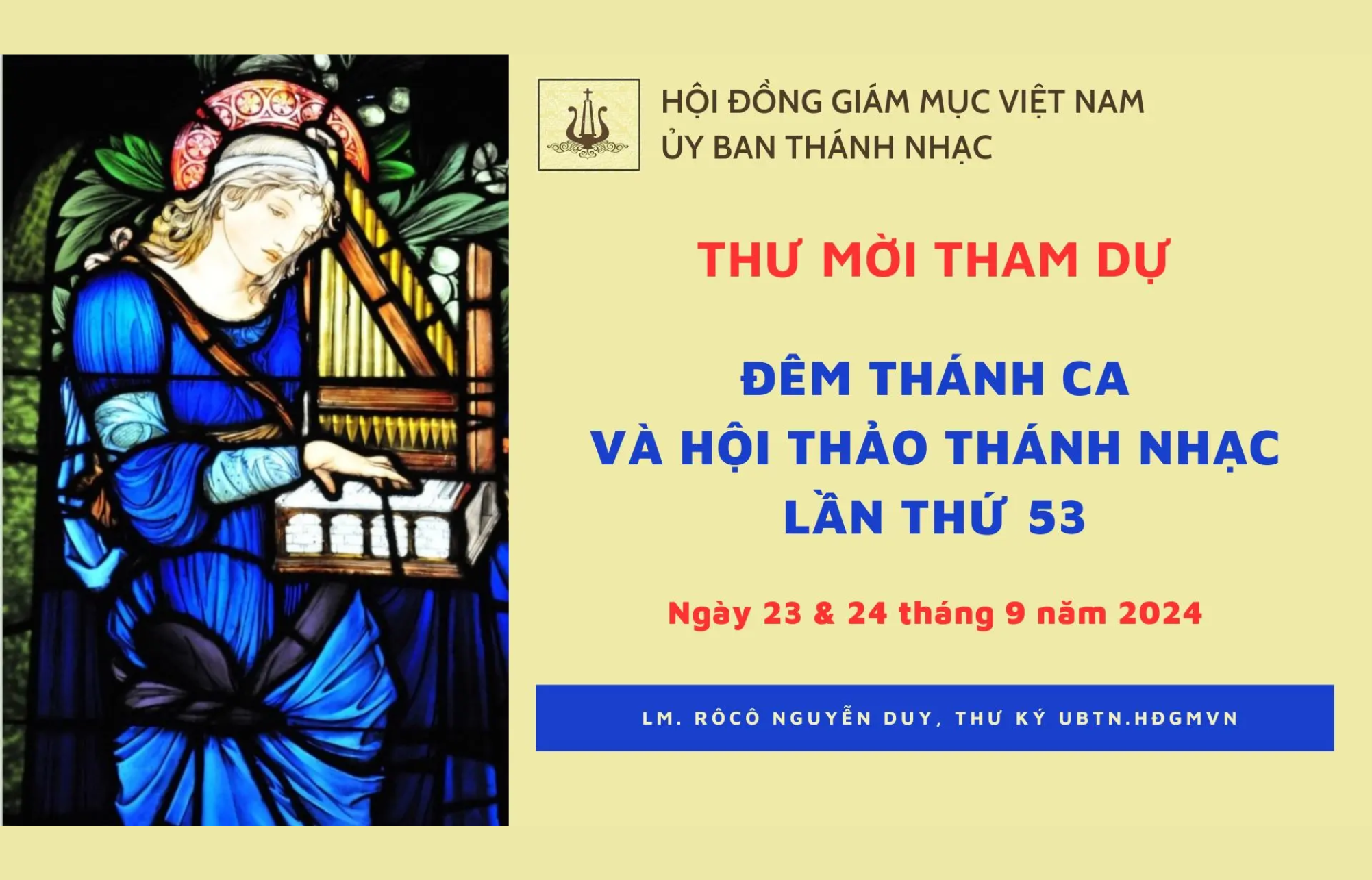 Ủy ban Thánh nhạc - Thư mời tham dự Đêm Thánh ca và Hội thảo Thánh nhạc lần thứ 53