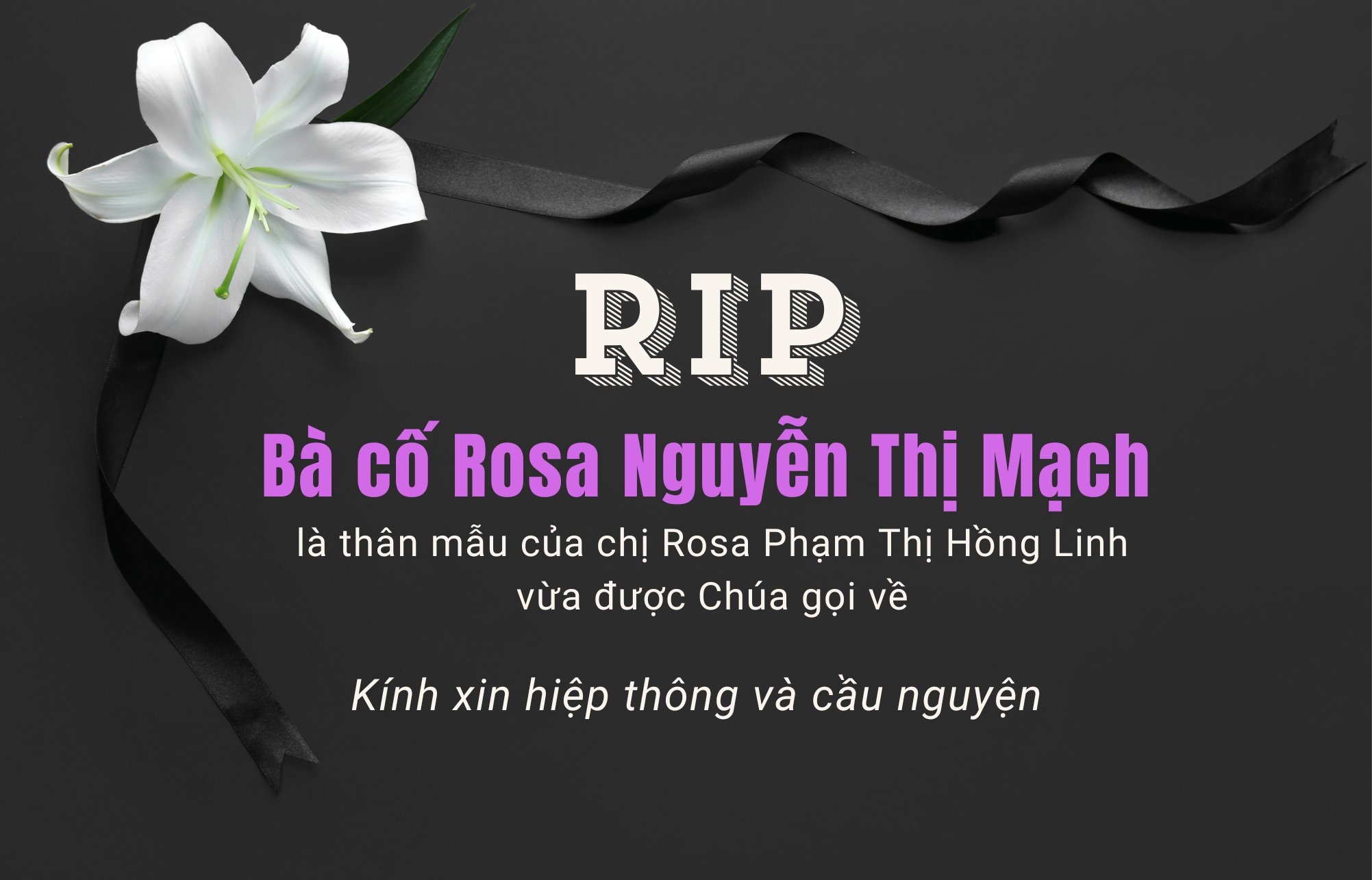 xin cau nguyen cho ba co rosa la than mau chi rosa hong linh tv. long phuoc