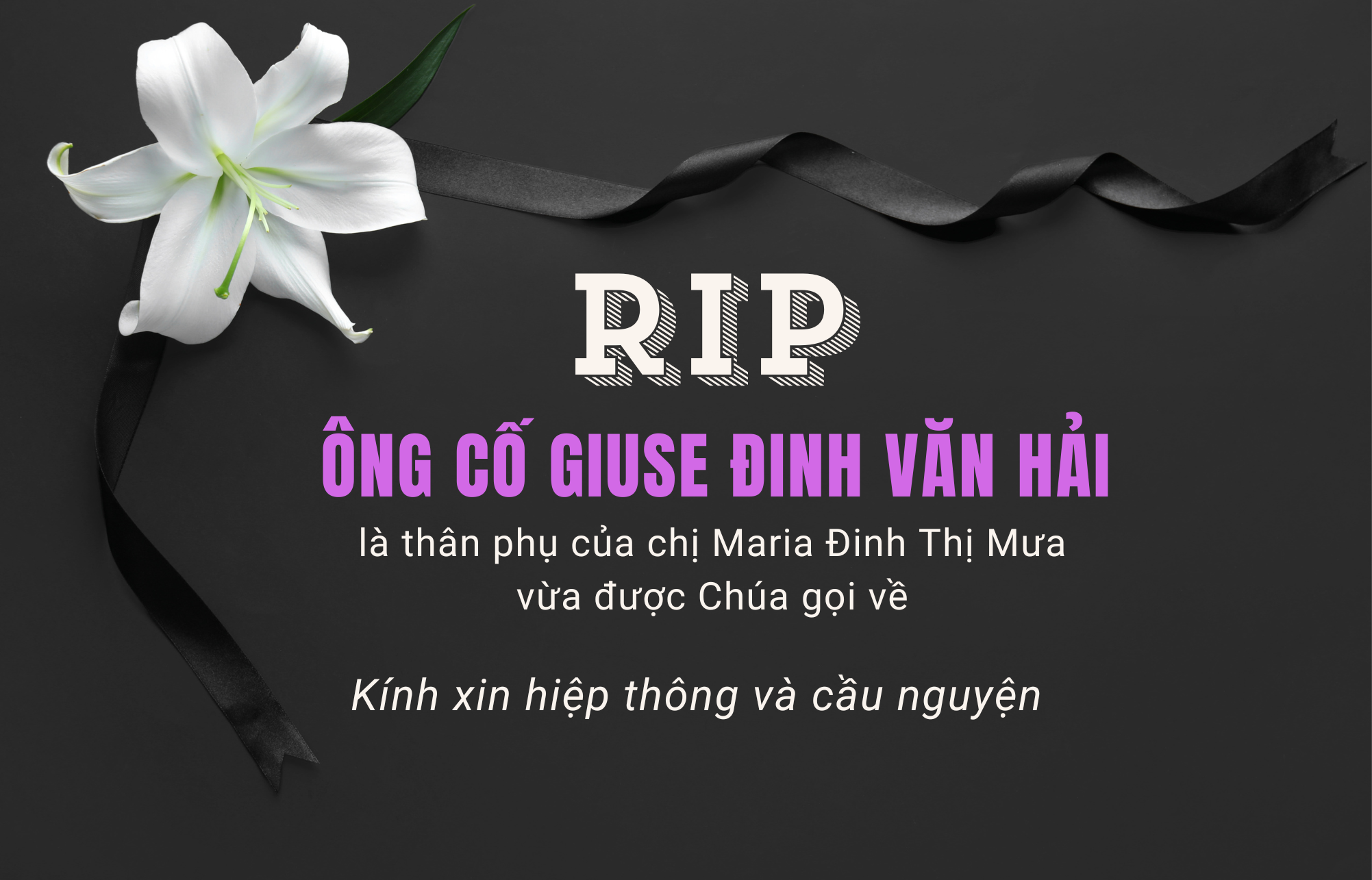 xin cau nguyen cho ong co giuse moi qua doi la than phu cua chi maria dinh mua