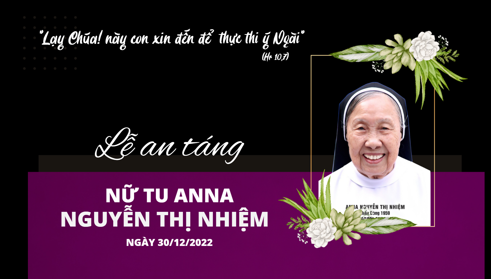 Thánh lễ An táng Dì Anna Nguyễn Thị Nhiệm