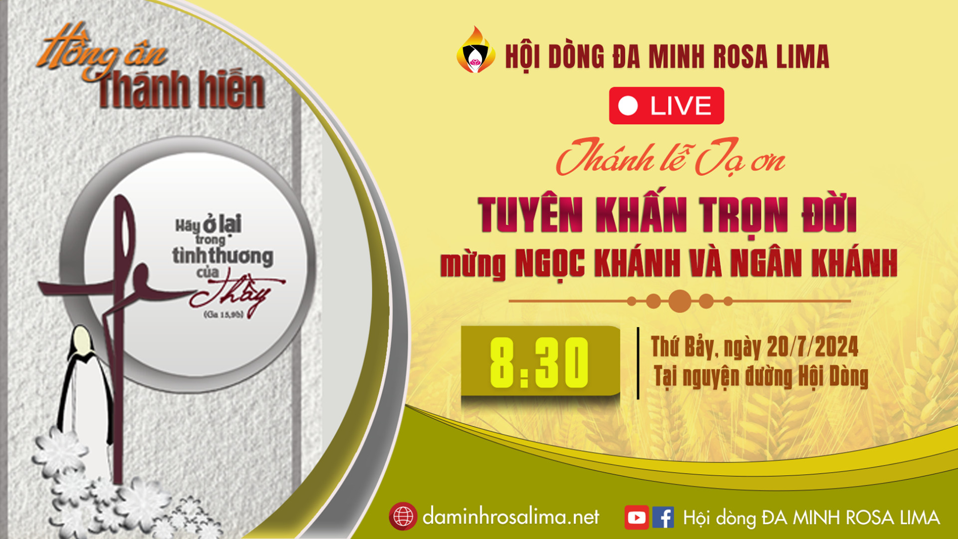 Trực tuyến THÁNH LỄ TẠ ƠN: TUYÊN KHẤN TRỌN ĐỜI - mừng NGÂN KHÁNH KHẤN DÒNG